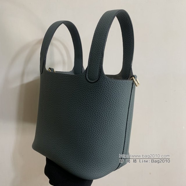 Hermes手提包 愛馬仕Picotin菜籃子女包 18cm TC皮 手工蜜蠟線縫製 杏仁綠  tdh2019
